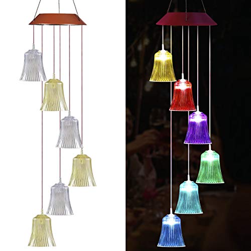 xxschy LED Solar Christmas Bell Wind Chimes Outdoor - Waterproof Solar Powered LED Changing Light Color Bells Mobile Romantic Wind Chime for Mom Gifts, Home, Festival, Night Garden Decoration