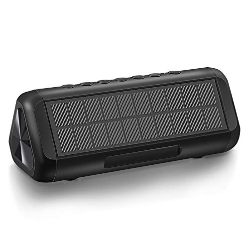 Bluetooth Speakers, Solar Bluetooth Speaker Portable Wireless Waterproof TWS with 5000mAH Battery 12W 50H Playtime Bluetooth 5.0 Speaker for Home Party, Shower, Car, Outdoor, Travel