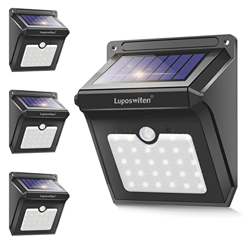 Luposwiten Solar Lights Outdoor 28 LED - Solar Motion Sensor Lights with 125° Motion Angle - IP65 Waterproof Solar Powered for Garden Patio Yard (4Pack)