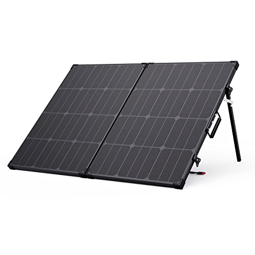 BigBlue 100W Solar Panels, Portable Solar Panel with Carry Suitcase and Aluminum Kickstands, 18V Waterproof Tempered Glass Solar Charger with 5.2ft Anderson Connector for RV Battery and Generators