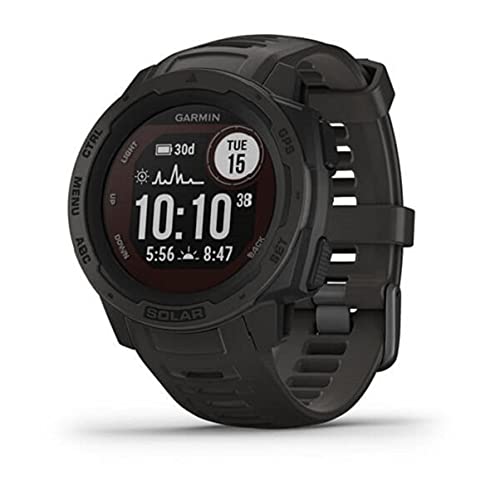Garmin Instinct Solar, Rugged Outdoor Smartwatch with Solar Charging Capabilities, Built-in Sports Apps and Health Monitoring, Graphite