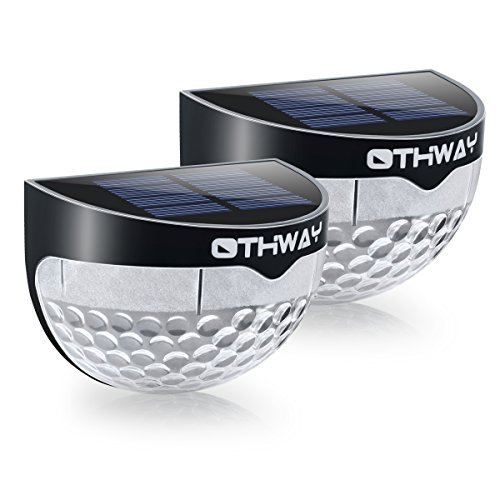 OTHWAY Solar Fence Post Lights Wall Mount Decorative Deck Lighting (Black, 2 Packs)