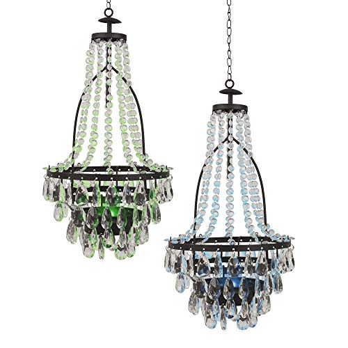 Diva At Home Set of 2 Transparent Colored Solar Powered LED Lights Chandelier 20.5'