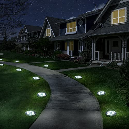 Solpex Solar Lights Outdoor 12 Pack, 8 LED Solar Ground Lights Waterproof Landscape Lawn Lighting for Garden Yard Deck Walkway Patio Pathway (White)