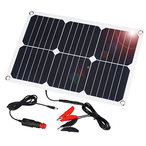 SUAOKI 12V Solar Car Battery Charger, 18W Trickle Solar Panel Charger, Portable and Waterproof Solar Battery Maintainer, Suitable for Motorcycle RV Boat Marine Snowmobile Tractor ATV Marine Trailer