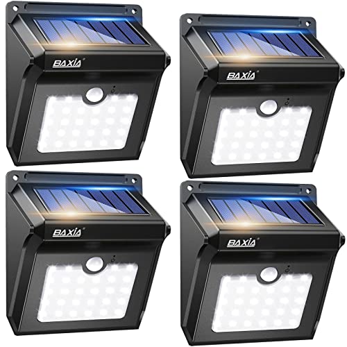 BAXIA TECHNOLOGY Solar Outdoor Lights Wireless Security Motion Sensor Solar Lights Outdoor Waterproof for Front Door,Backyard,Steps,Garage,Garden (400LM,4 Packs)