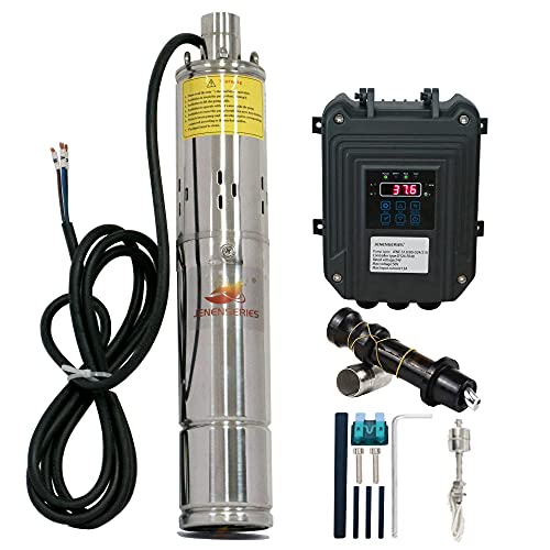 JENENSERIES Pump 270W DC 24V Solar Water Pumps, Max head 262ft,7.9GPM Flow，3 inch Solar deep well submersible Pumps with MPPT controller float switch kits for home or farm