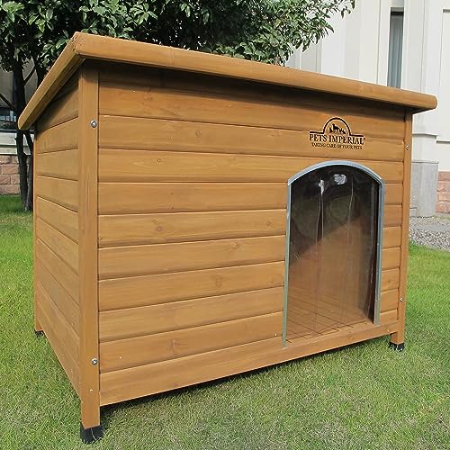Pets Imperial® Norfolk XL Insulated Wooden Dog Kennel Color with Support Rails and Removable Floor for Easy Cleaning - Grey Color