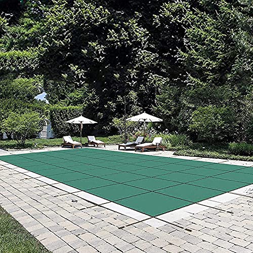 Happybuy Pool Safety Cover Fits 16x30ft Rectangle Inground Safety Pool Cover Green Mesh Solid Pool Safety Cover for Swimming Pool Winter Safety Cover