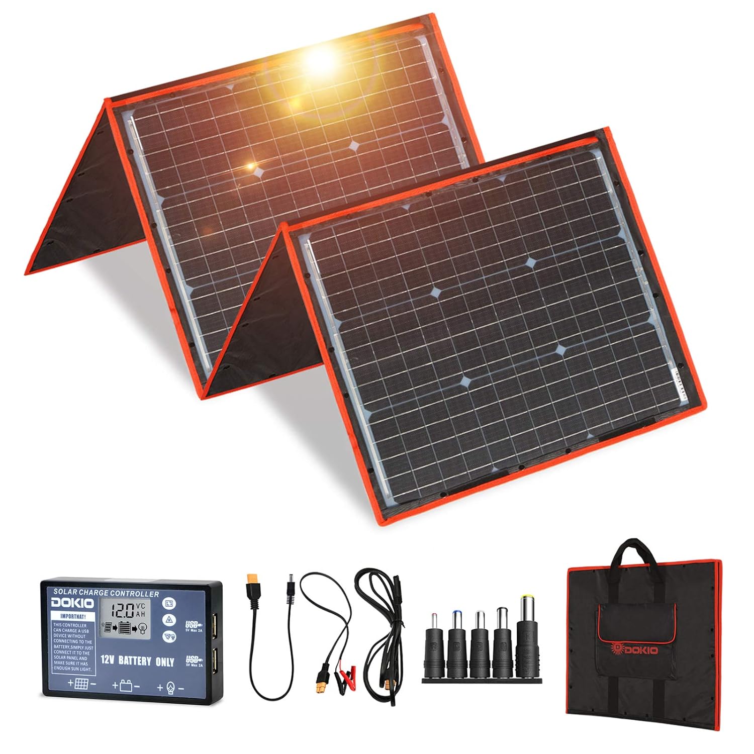 DOKIO 150 watts Solar Panel Kit Portable Folding Monocrystalline