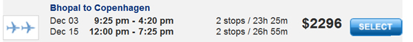 Bhopal to Copenhagen Bhopal to Copenhagen