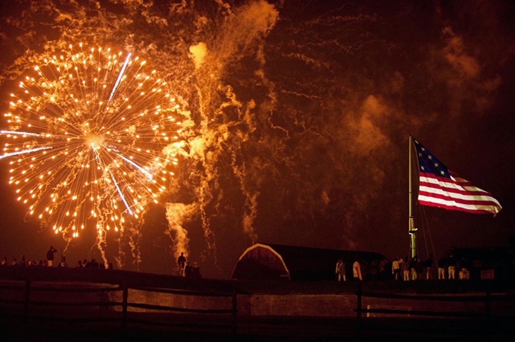 Star Spangled Banner lit up by solar-powered LEDs