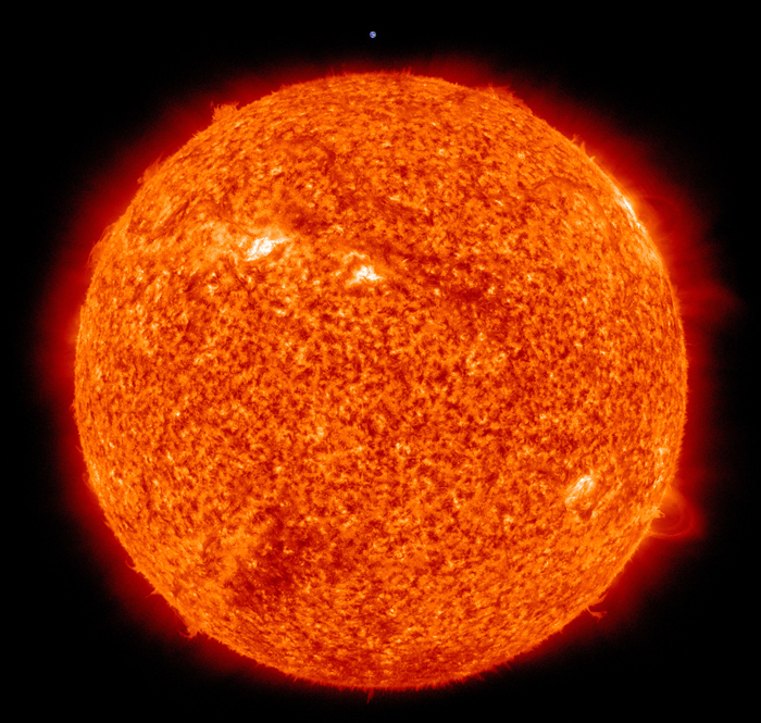 Sun and Earth, relative size
