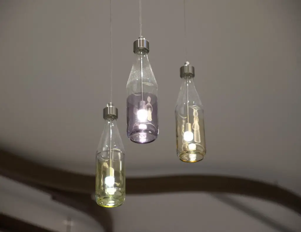 Solar light idea #6: Hanging Solar Bottles Turned Lanterns